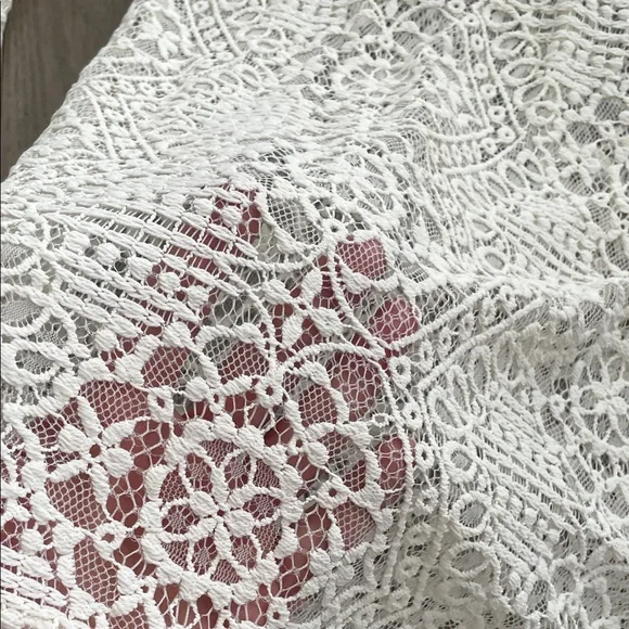 White Lace Bell Sleeve Knit Mini Dress Cover up Resort wear. Beach wear. Luxury - Picture 3 of 17